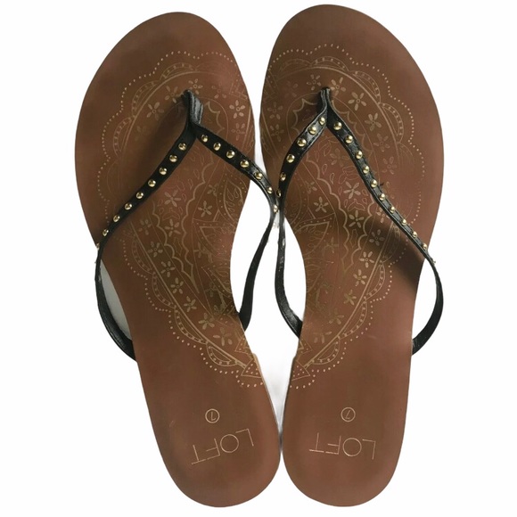 LOFT Shoes - LOFT Gold Studded Thong Flip Flop Serena